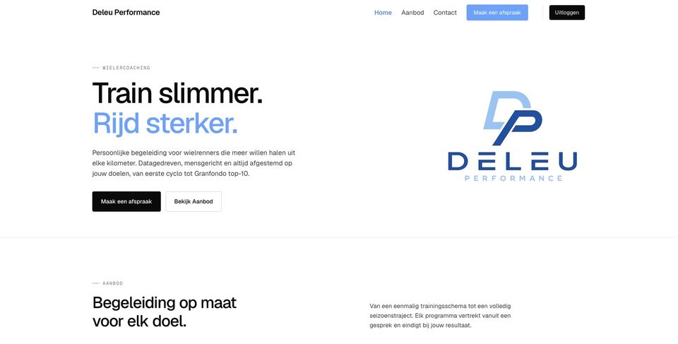 Website van personal trainer Deleu Performance